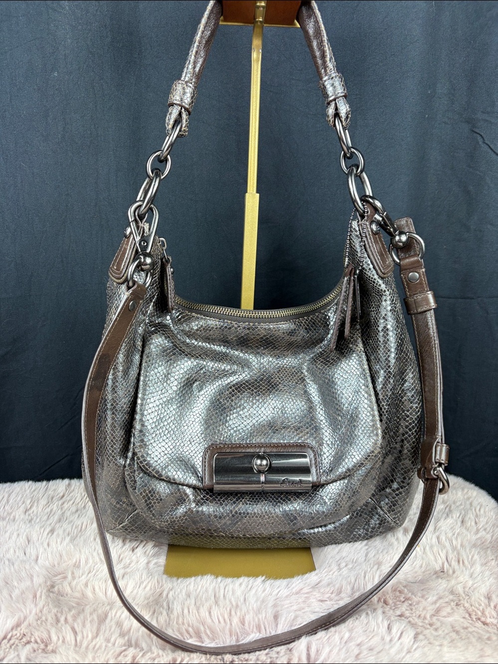 Coach Kristin Hobo | Style 18306 | Metallic Bronze/Brown Snake-Embossed